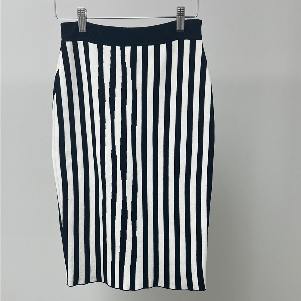 A.L.C. Monochrome Striped Pencil Skirt